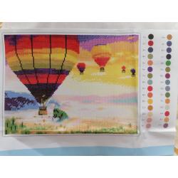 Diamond Painting "Luchtballonenvaart" 42 x 32cm afgewerkt