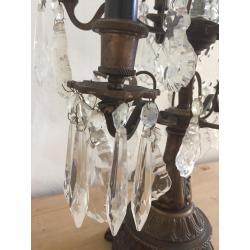 kandelaar antieke look met glazen pendels