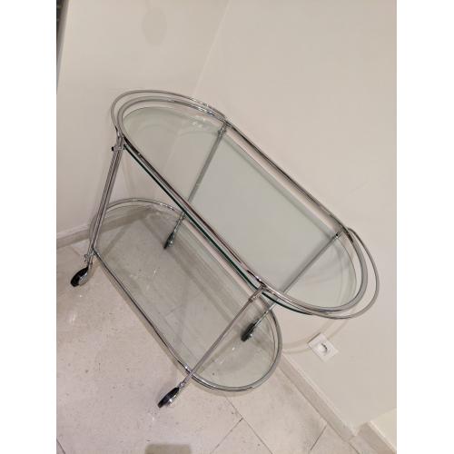 Mooie glazen ovale bijzettafel ( Trolley) in goede staat