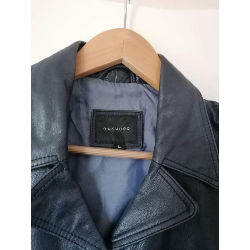 Blauw lederen jas merk Oakwood