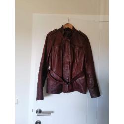 Cognac kleurige leren jas maat 40