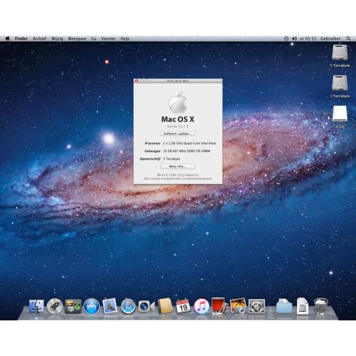 Te Koop een Mac Pro 2.1 met 2 maal 2,66 GHz 4 Cores Intel Xeon met Serienummer CK7301CDY3P .
