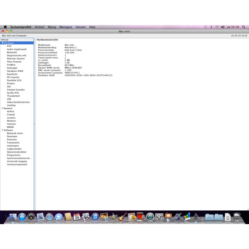 Te Koop Mac Mini YM8331YYYL1 en Apple All. T. en Apple Mighty Mouse en 110 Watt Str