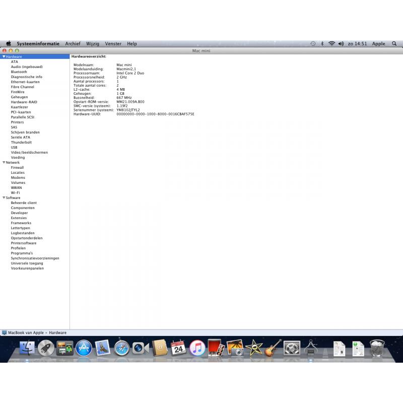 Te Koop Mac Mini YM8102JTYL2 en 110 Watt Voeding en Mighty Mouse.