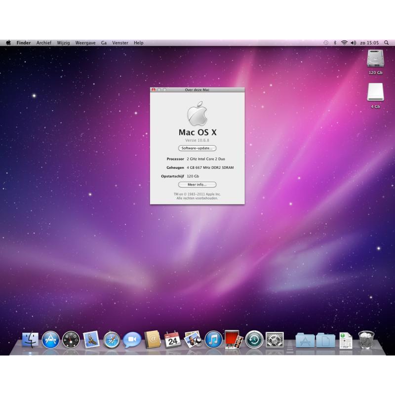 Te Koop Mac Mini 2.1 Intel Core 2 Duo YM7501JVYL2 met 2 Ghz met draadloos internet en een 18 Inch Dell Lcd en een iSight Camera en een Set Apple Speakers (Draadje zit los) en een Mini Defecte Lacie Externe Harde Schijf.
