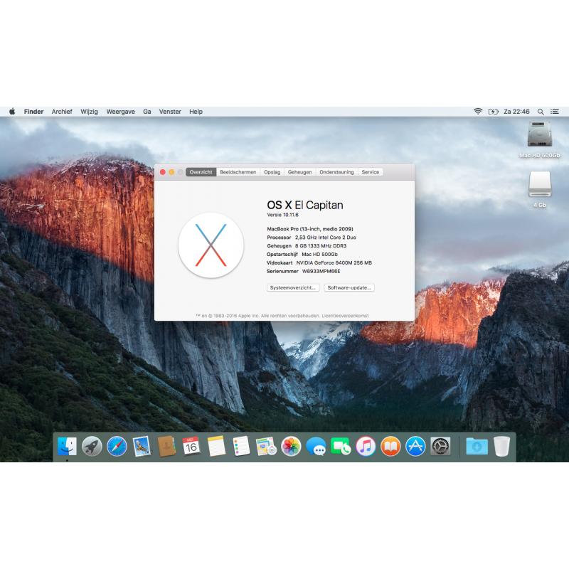 Te Koop 13 Inch Macbook Pro W8933MPM66E en Iomega Externe Harde Schijf met 500 Gb.