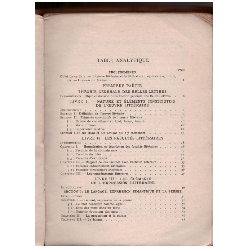 Jules Verest - Manuel de Littérature - Principes - Faits Géneraux - Lois
