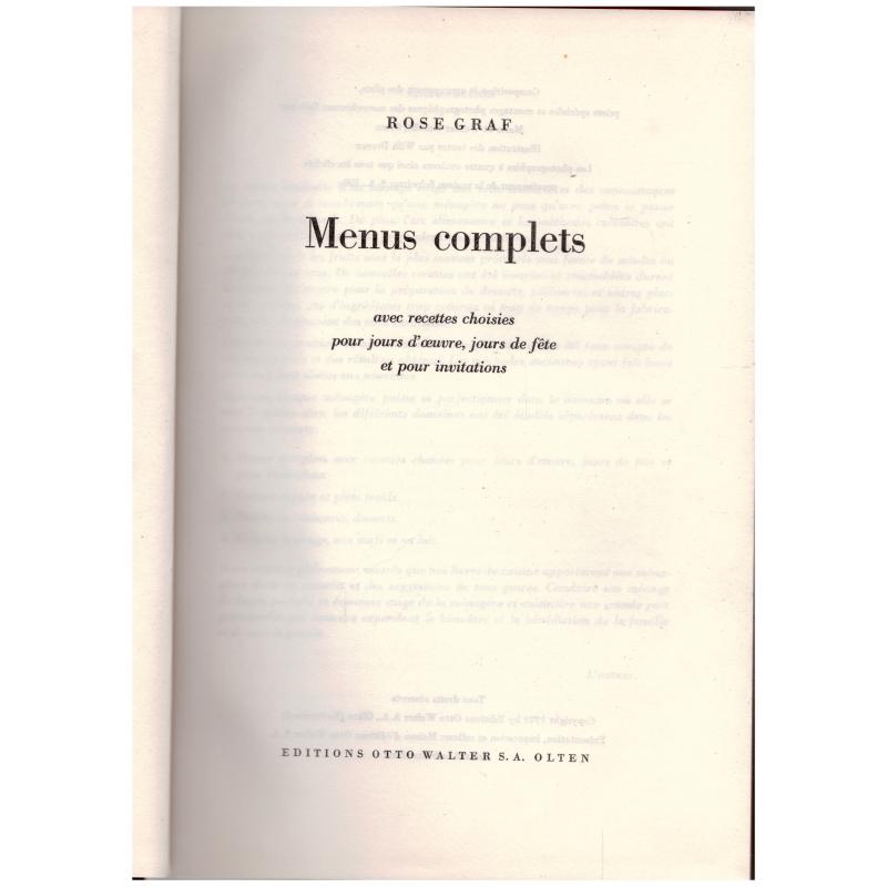 Rose Graf - Menus complets