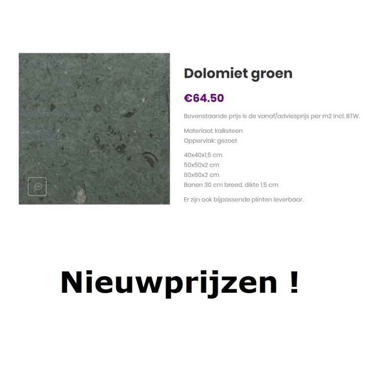 Mooie partij Dolomiet Groen tegels 40/40 :  /- 30 m²