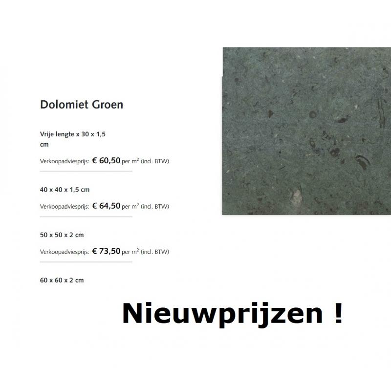 Mooie partij Dolomiet Groen tegels 40/40 :  /- 30 m²