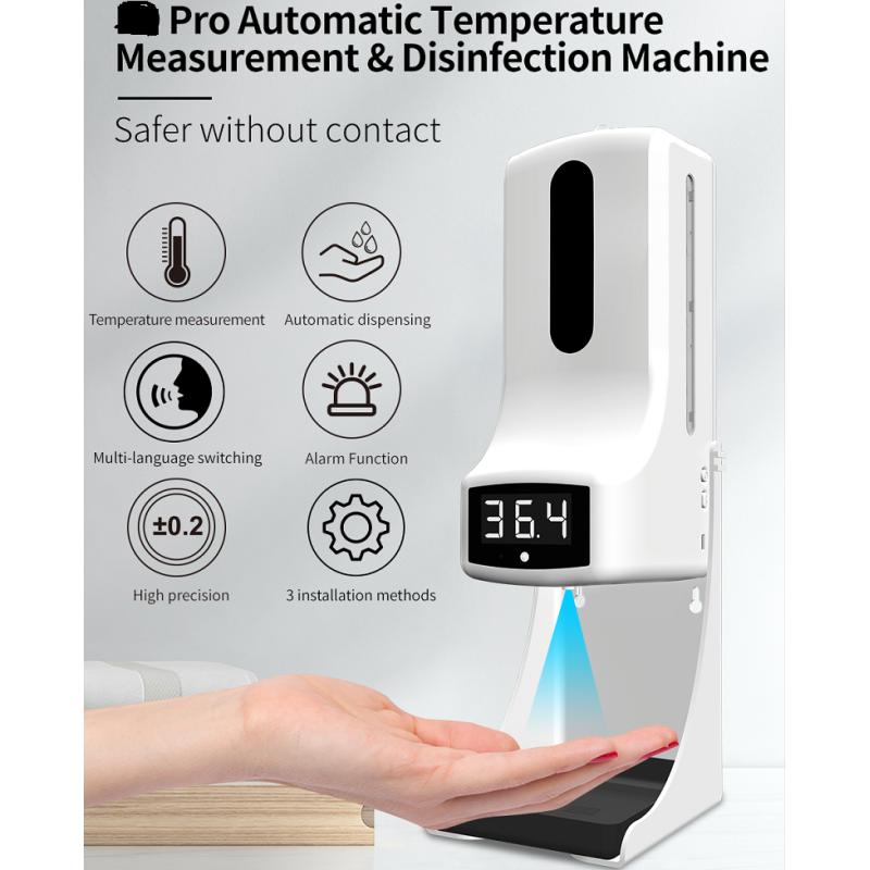 Temperatuur Scanner en Handdesinfectie dispenser in 1 apparaat