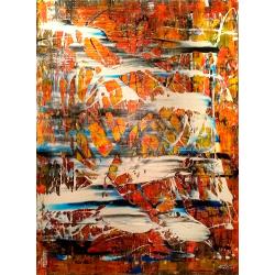 Rumbling. Groot formaat. Dik relief. Kleurrijk. Abstract. M. van Vliet