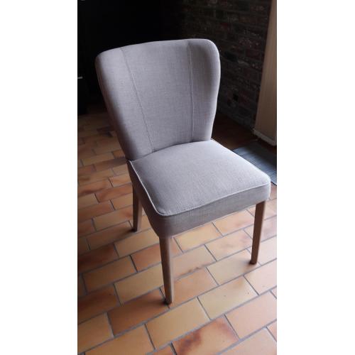 Dineerstoel stof taupe/massieve eik - 6 stuks