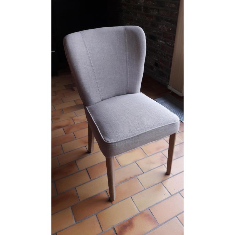 Dineerstoel stof taupe/massieve eik - 6 stuks