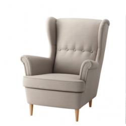 Fauteuil met bijpassende voetstoel (origineel Ikea Strandmon)