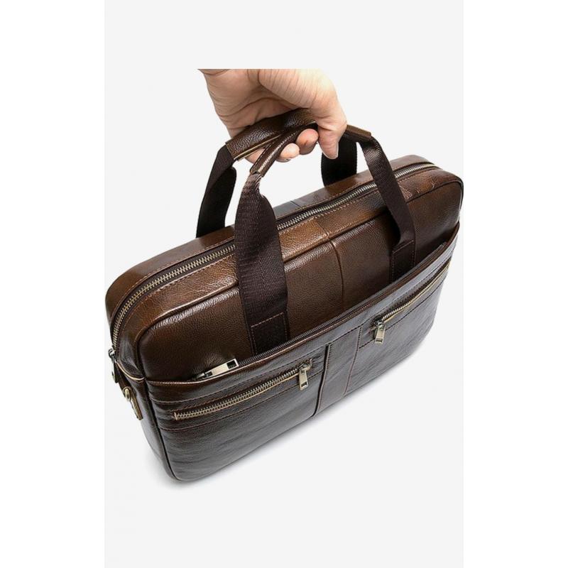 Lederen Laptoptas Heren 15"4 - Cognac / Zwart