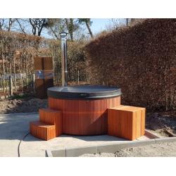 Luxe hottub 180 cm met geïntegreerde houtkachel