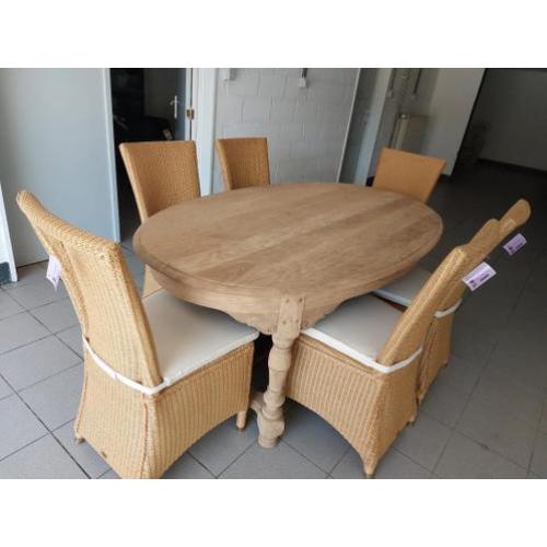 Volle eiken tafel   6 nieuwe, originele Lloyd Loom stoelen