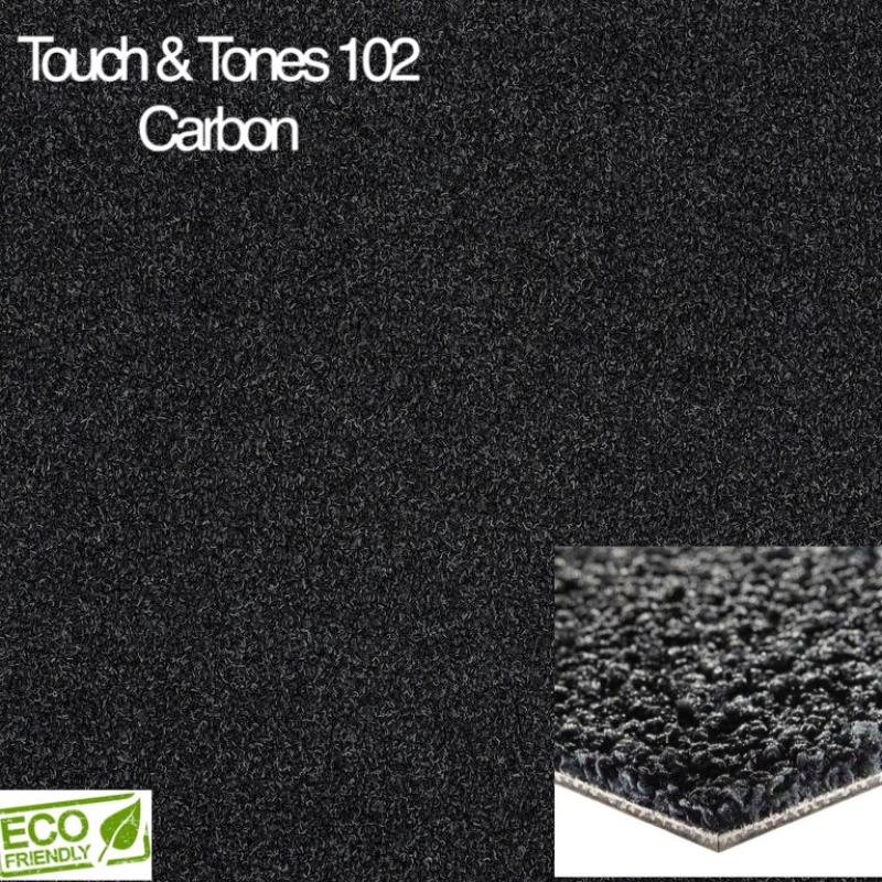 Mooie Zwarte Interface tapijttegels. Touch&Tones 102 Carbon