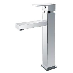 Wastafelkraan - hoog - vierkant - chroom