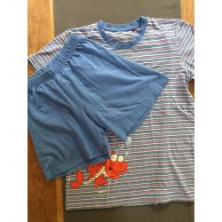 Piyama Woody zomer blauw gestreept