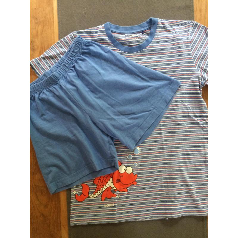 Piyama Woody zomer blauw gestreept