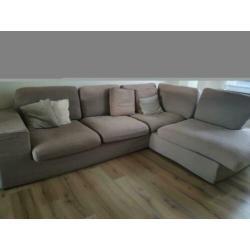 3-zitsbank, met chaise longue, opbergruimte - middengrijs (Vimle)