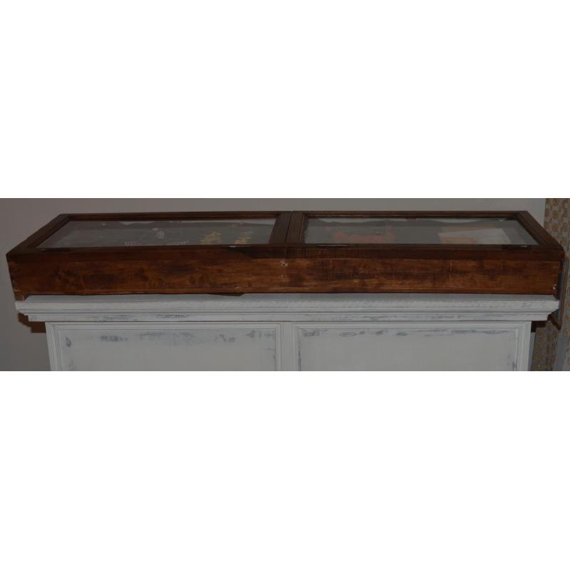 OUDE VITRINEKAST (liggend) BxDxH 50x148x14 cm
