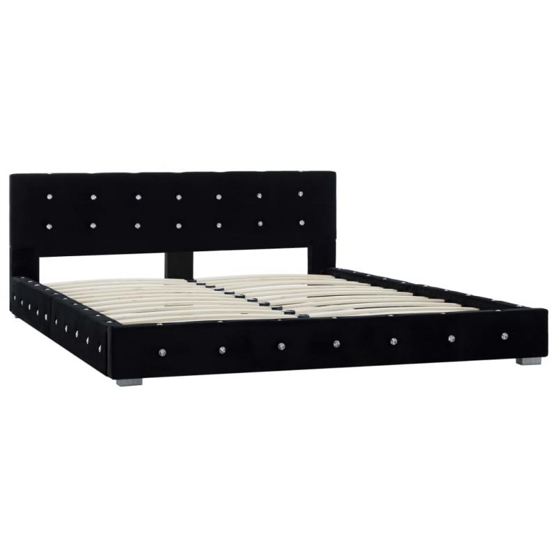 mooi bed met matras fluweel zwart