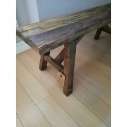 Houten bank landelijk/industrieel J-line - 120x25x45cm NIEUW