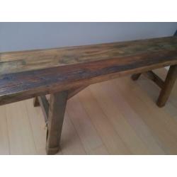 Houten bank landelijk/industrieel J-line - 120x25x45cm NIEUW