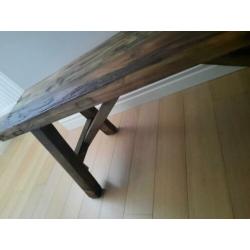 Houten bank landelijk/industrieel J-line - 120x25x45cm NIEUW