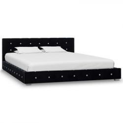 mooi bed met matras fluweel zwart