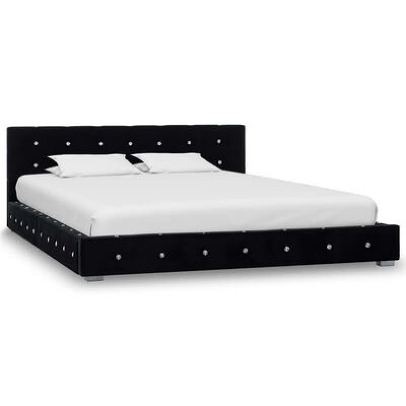 mooi bed met matras fluweel zwart
