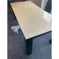 Witte eettafel met zwarte poten