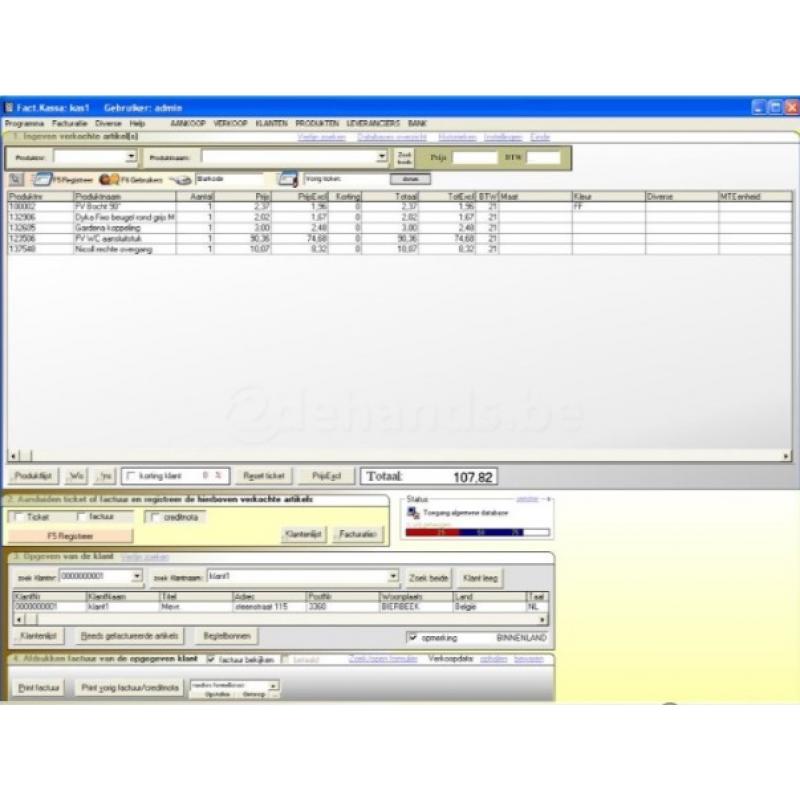 Facturatiesoftware Kassasoftware in Netwerk Client/Server