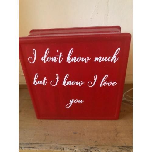 Sfeerlamp Glasdal Met Liefdes Opschrift