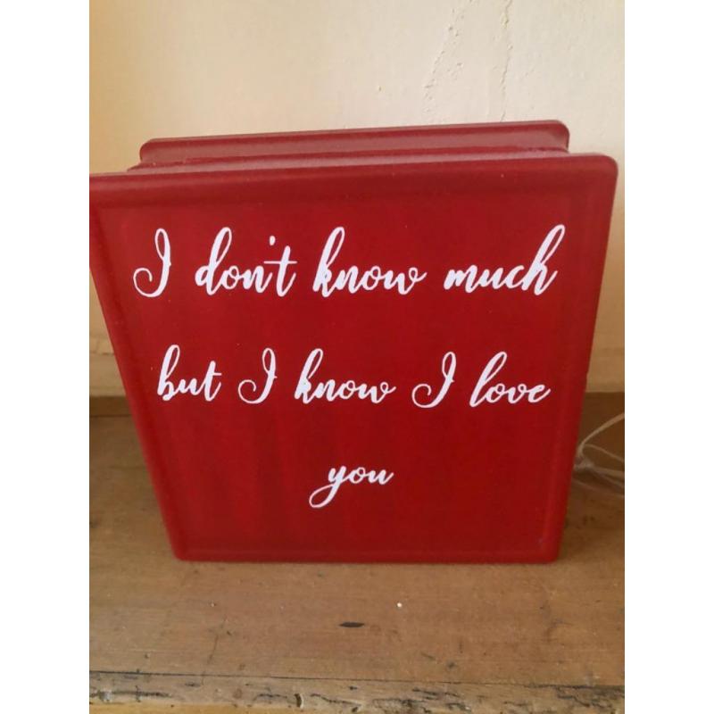 Sfeerlamp Glasdal Met Liefdes Opschrift