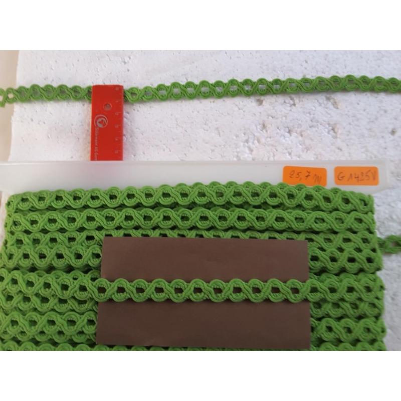 14 mm opengewerkte vlecht groen synthetisch licht. elastisch
