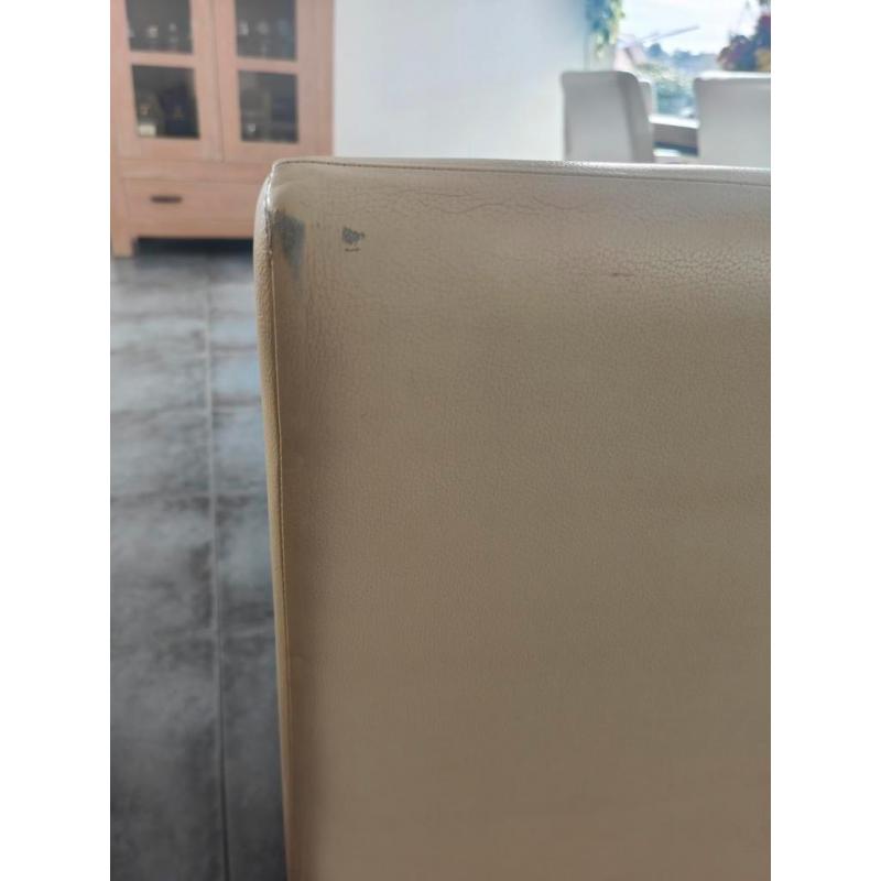 6x beige leren eetkamerstoel op wieltjes