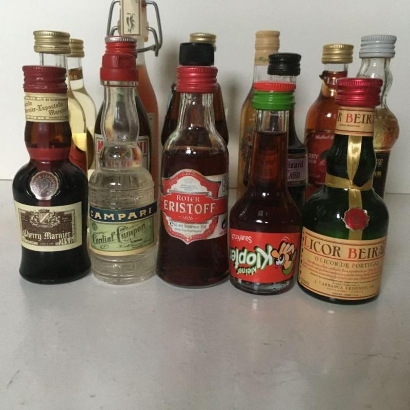 20 Miniatuur likeur flesjes - vol - Cognac, eau-de-vie, ...