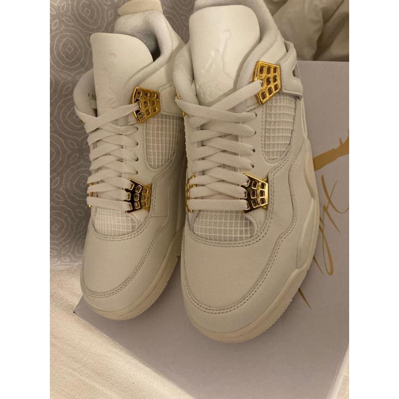 Jordan 4 white en gold (metalic)