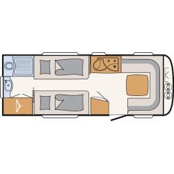 Caravan met grote voortent voor winter en zomer in nieuwstaat