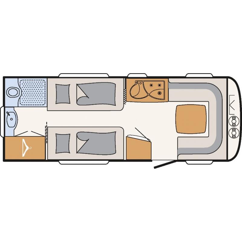 Caravan met grote voortent voor winter en zomer in nieuwstaat