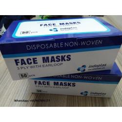 Indoplas 3PLY wegwerp gezichtsmasker met oorlus (verpakking van 50 stuks)