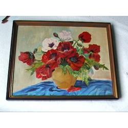Kader met schilderij v. vaas en bloemen v. Delsemme v.1966