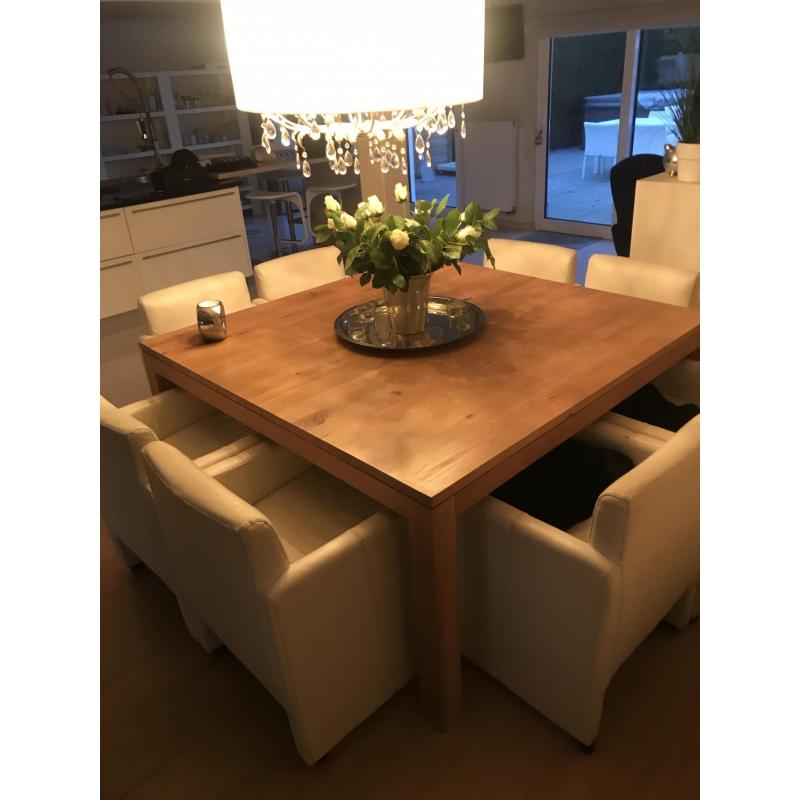 Massieve vierkante teak tafel