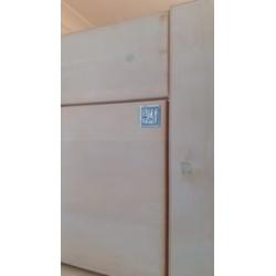 grenen white wash hoogslaper met bureau en kastje op wielen