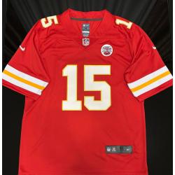 NFL JERSEY Patric Mahomes # 15 red Vikings City Chiefs hand ondertekend BAS COA