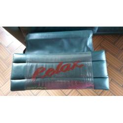 Leren salon petrol kleur met 2 relaxen, 3-zit en 2-zit